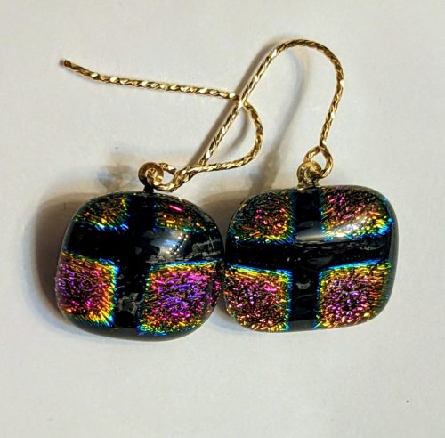 Dichroic glass earrings with gold filled findings