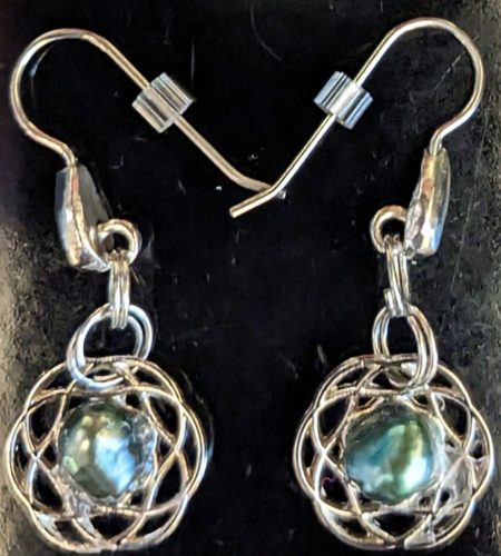 Fresh water pearls, pewter, and stainless steel