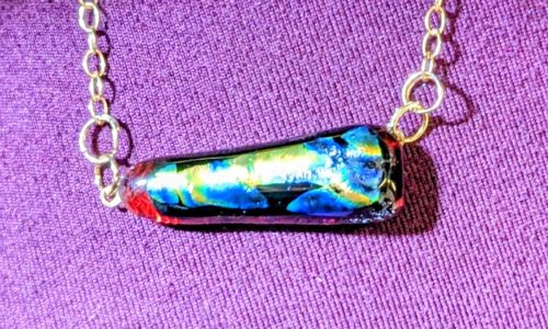 Dichroic pendant with gold filled chain and bail