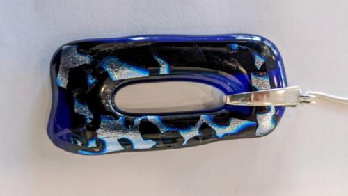 Rectangular Dichroic pendant with sterling silver bail and chain