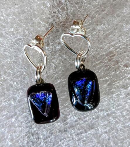 Sterling silver and dichroic glass earrings