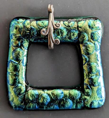 dichroic glass donut with pewter bail